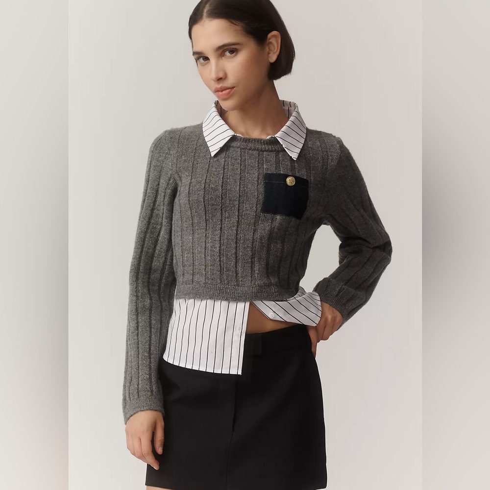 NWT Anthropologie Maeve Size Small Sweater & Shirt Twofer